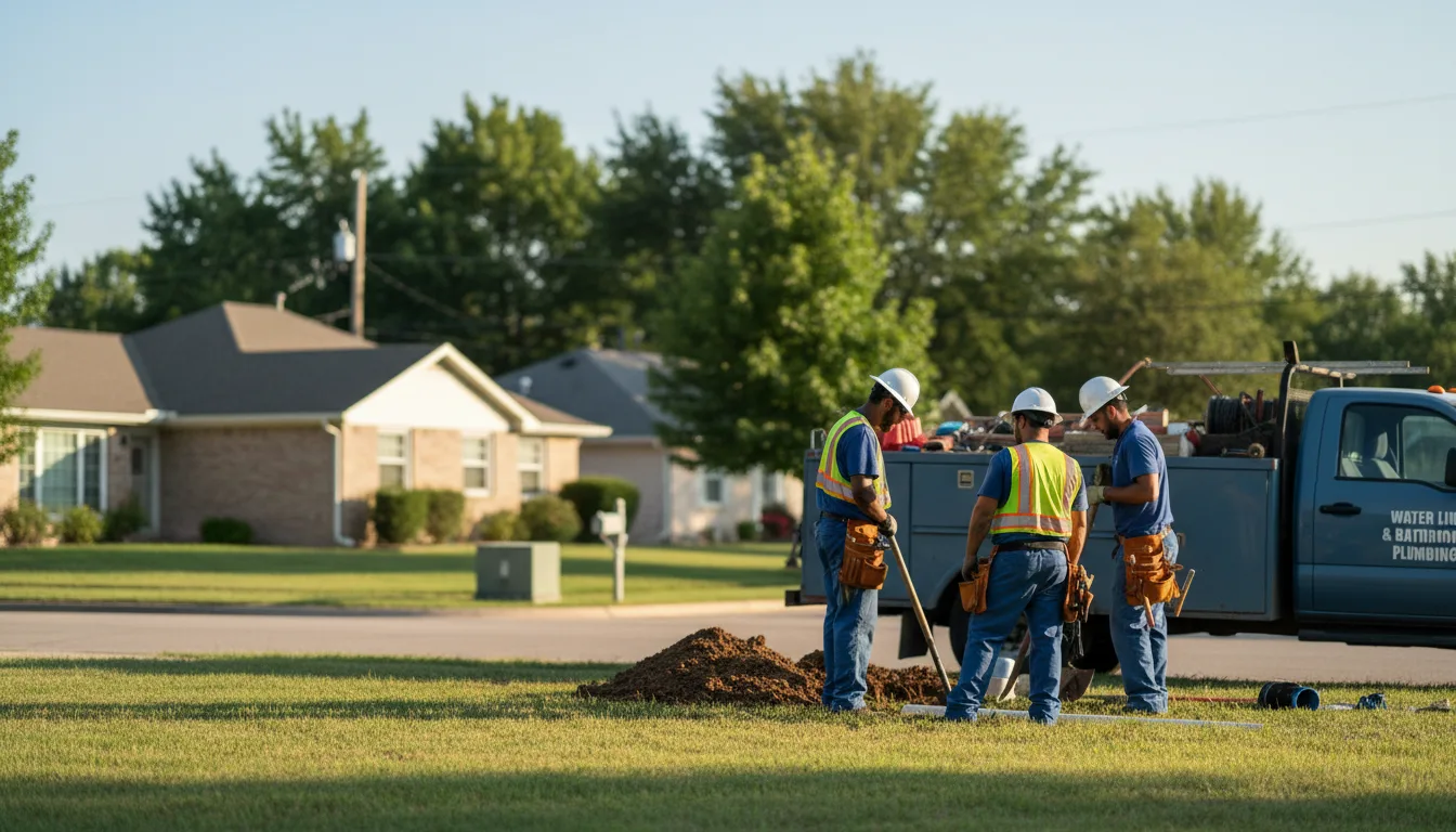 Residential water line and bathroom plumbing service in Aubrey, AR